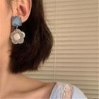 Flower Acrylic Dangle Earring 1 Pair - S925 Silver - Blue & White - One Size