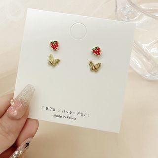 Strawberry Alloy Earring / Butterfly Alloy Earring / Set