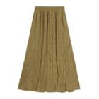 Slit Midi A-line Skirt Khaki - One Size