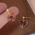 Heart Drop Earring 1 Pair - B-703 - Gold - One Size