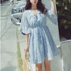 Bell Elbow-sleeve Lace A-line Dress