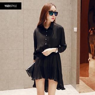 Long-sleeve Chiffon A-line Dress