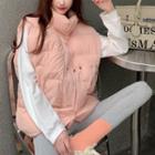 Padded Button-up Vest Pink - One Size