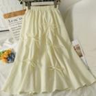 Embossed Ribbon-accent Midi Skirt
