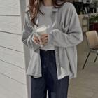 Pocket-front Cotton Oversize Cardigan