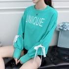 Lettering Bow Accent Pullover