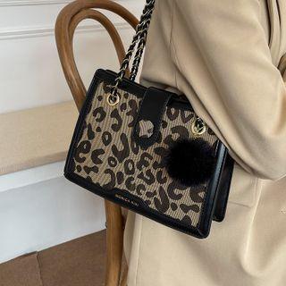 Leopard Print Chain Strap Hobo Bag