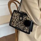 Leopard Print Chain Strap Hobo Bag