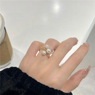 Beaded Ring Faux Pearl Ring - Gold - One Size