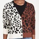 Leopard Print Two-tone Cardigan