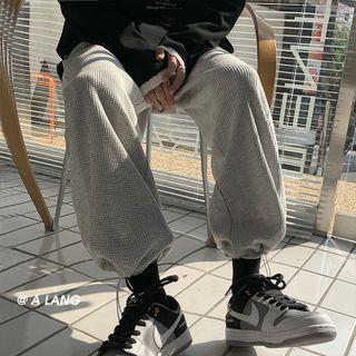Drawstring Cuff Waffle Sweatpants