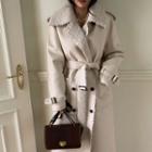 Reversible Faux-shearling Trench Coat Light Beige - One Size
