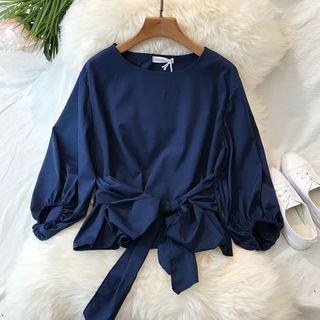 Bow Waist 3/4-sleeve Blouse