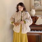 Faux Shearling Button Jacket / Long-sleeve T-shirt / Midi A-line Skirt