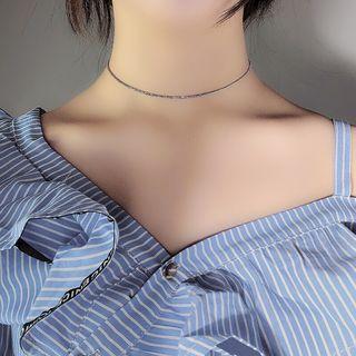 925 Sterling Silver Choker Bright Silver - One Size