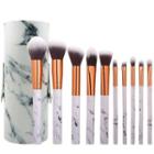 Set Of 10: Marble Print Makeup Brush Set Of 10 - Makeup Brush - One Size