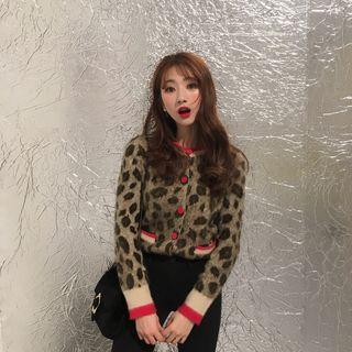 Leopard Print Furry Cardigan As Shown In Figure - One Size