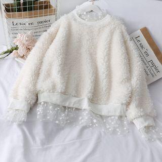 Mesh-hem Loose-fit Fleece Pullover