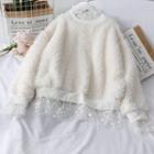 Mesh-hem Loose-fit Fleece Pullover