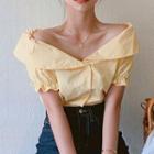 Off-shoulder Short-sleeve Shirt Cheese Yellow - One Size