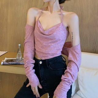 Halter Camisole Top / Long-sleeve Crop Top