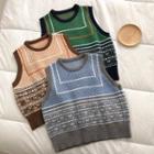 Color Block Round Neck Sweater Vest