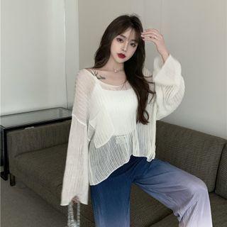 Long-sleeve Cutout Shirt / Camisole Top ( Various Designs )