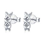 14k/585 White Gold Diamond Cut Triple Butterfly Earrings