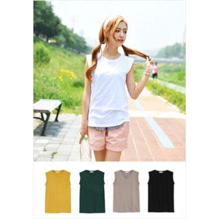 Sleeveless Colored Cotton Top