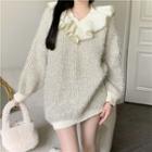Peter Pan Collar Knit Sweater Almond - One Size