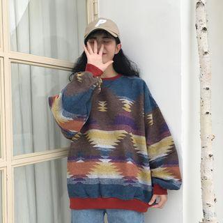 Patterned Knit Sweatshirt