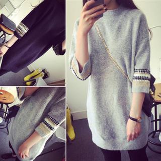 3/4-sleeve Sweater Dress