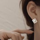 Square Freshwater Pearl Sterling Silver Earring