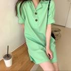 Short-sleeve Open-collar Mini Polo Dress