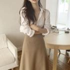 Shirt / Midi A-line Suspender Skirt
