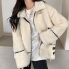 Buckled Fleece Zip-up Jacket White - One Size