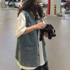 Denim Vest / Plain Short-sleeve T-shirt