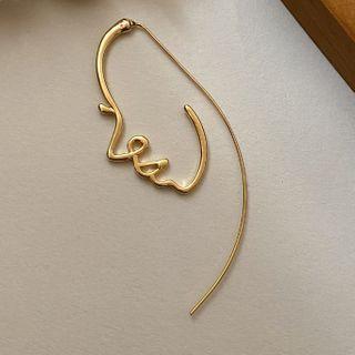 Face Drop Earring 1 Pc - Gold - One Size