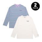 Set Of 2: Stripe & Printed T-shirt Stripe - Lavender - One Size / White - One Size