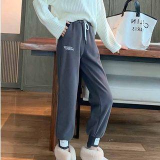 Letter Embroidered Knit Sweatpants