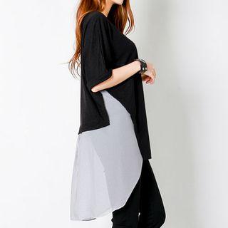 Striped Dip-back Linen Blend T-shirt