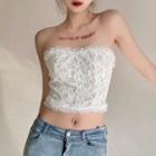 Flower Print Lace Tube Top