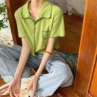 Short-sleeve Slim-fit Top Green - One Size