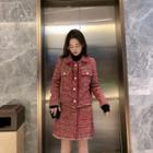 Set: Pocket Detail Tweed Jacket + A-line Skirt