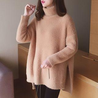 Turtleneck Plain Knit Top