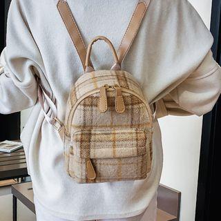 Fabric Plaid Mini Backpack