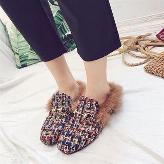 Paneled Backless Loafers
