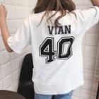 Printed Back Elbow Sleeve T-shirt