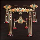 Chinese Wedding Set: Hair Combs + Hair Pins + Clip-on Earring