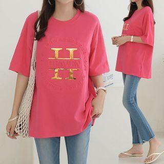 Lame Letter Emboss T-shirt